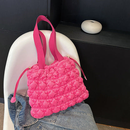 Trendy Velvet Bucket Bag Soft Casual Tote