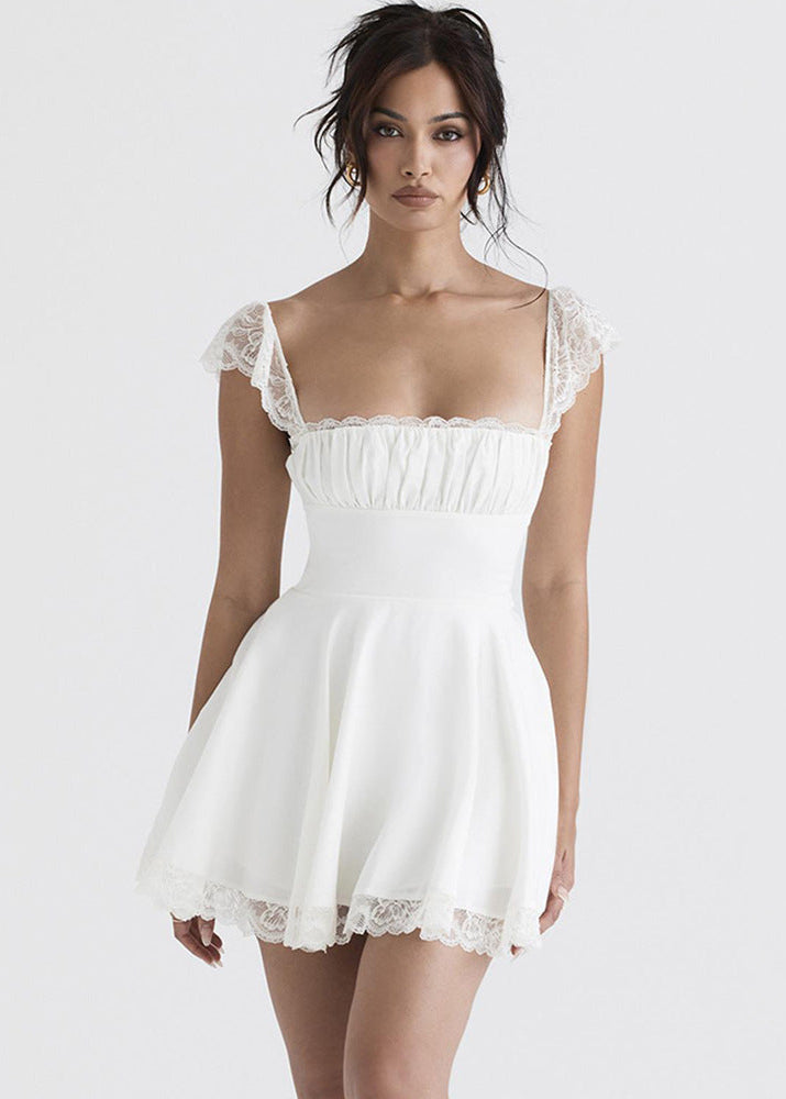 Lace Mini Dress With Corset Back Detail