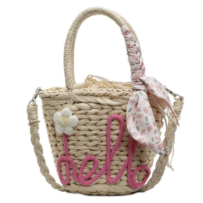 Trendy Beach Tote Bag With Letter Decoration And Scarf