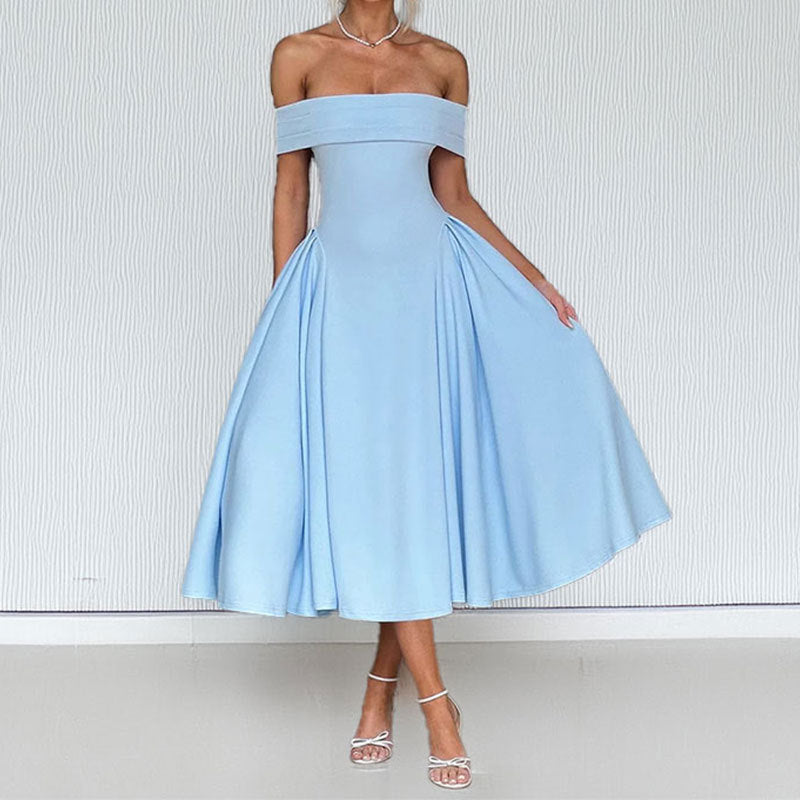 Off-Shoulder Elegant A-Line Dress Casual Polyester