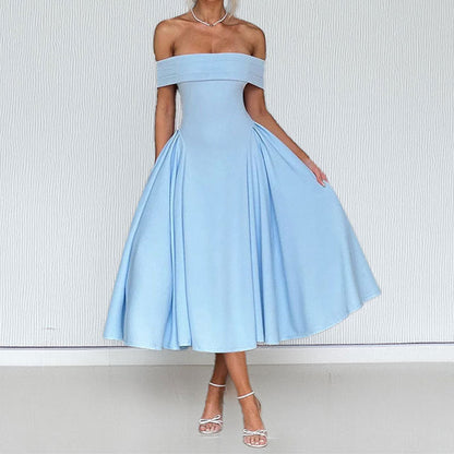 Off-Shoulder Elegant A-Line Dress Casual Polyester