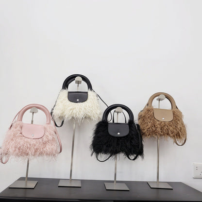 Trendy Fluffy Fur Tote Shoulder Bag