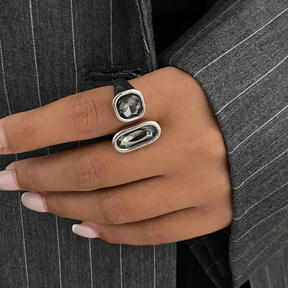 Geometric Acrylic Diamond Ring Set Trendy Fashion Rings