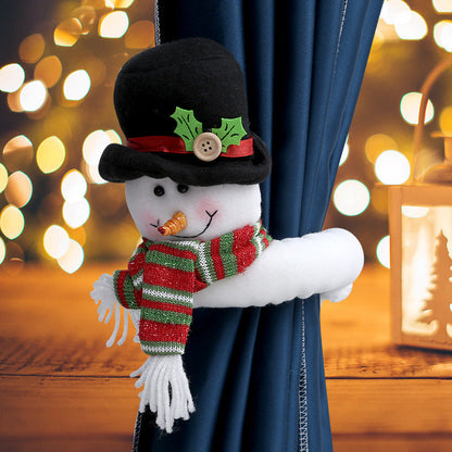 2pcs Cartoon Snowman Santa Christmas Curtain Tiebacks