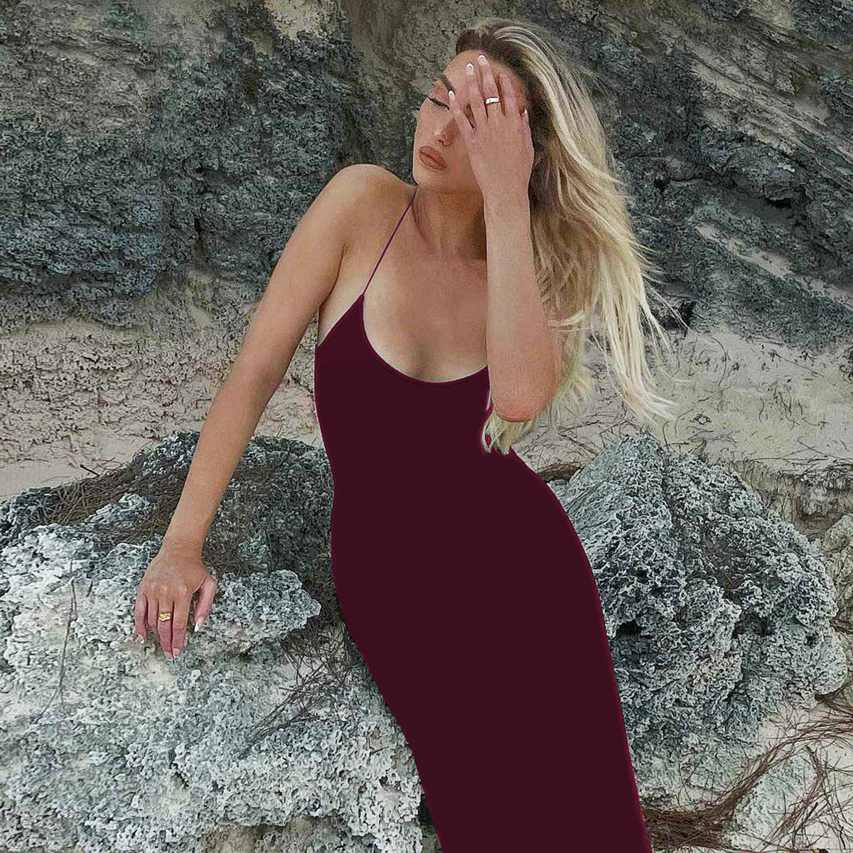 Elegant Backless Slit Maxi Dress