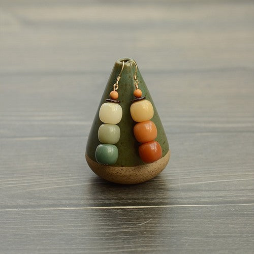 Natural Bodhi Root Personality Gradient Color Stud Earrings Simple Earrings Ethnic Style 925 Silver Hook Earrings