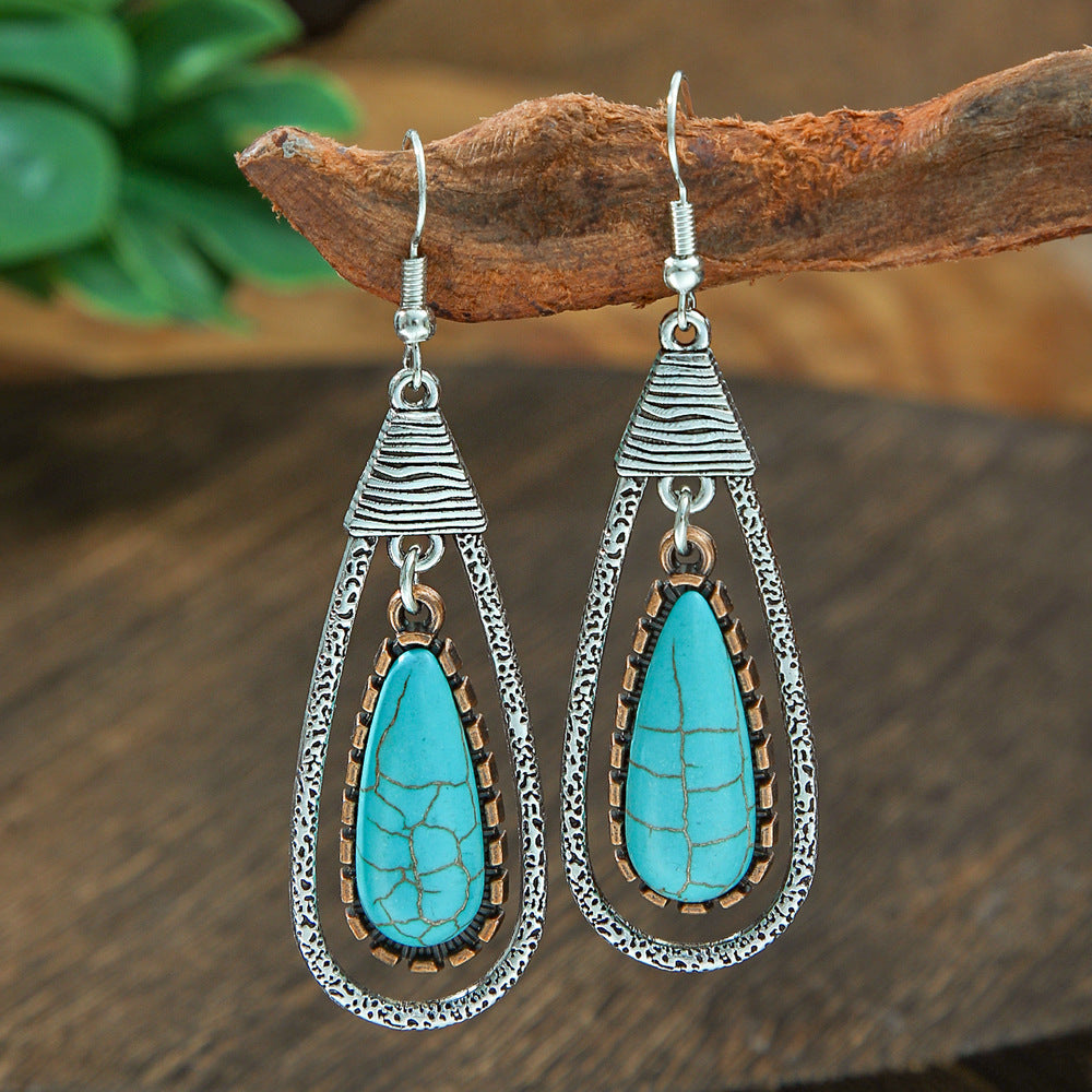 Fashion Bohemian Flower Earrings Vintage Silver Casual Statement Jewelry