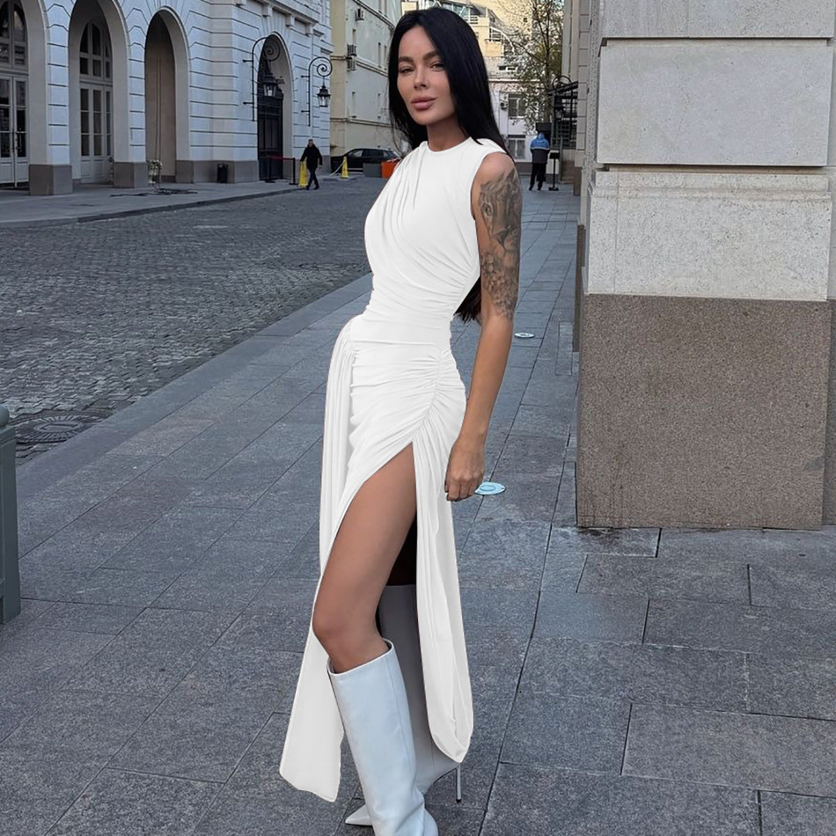 Stylish Chic Sleeveless Ruched Maxi Dress