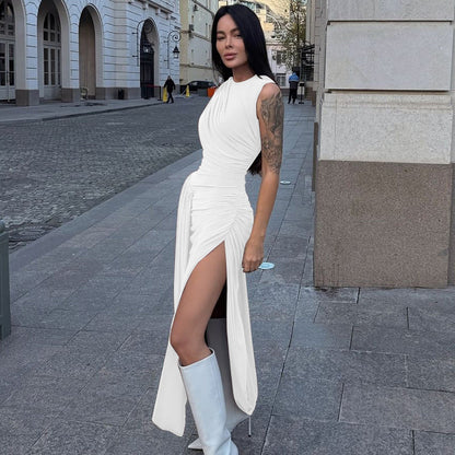 Stylish Chic Sleeveless Ruched Maxi Dress