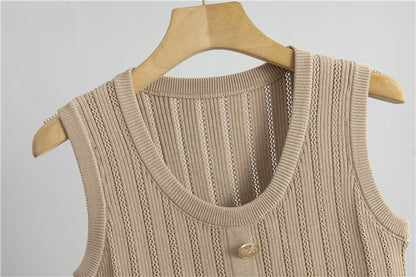 3 Pcs Knit Solid Color Office Suit Set