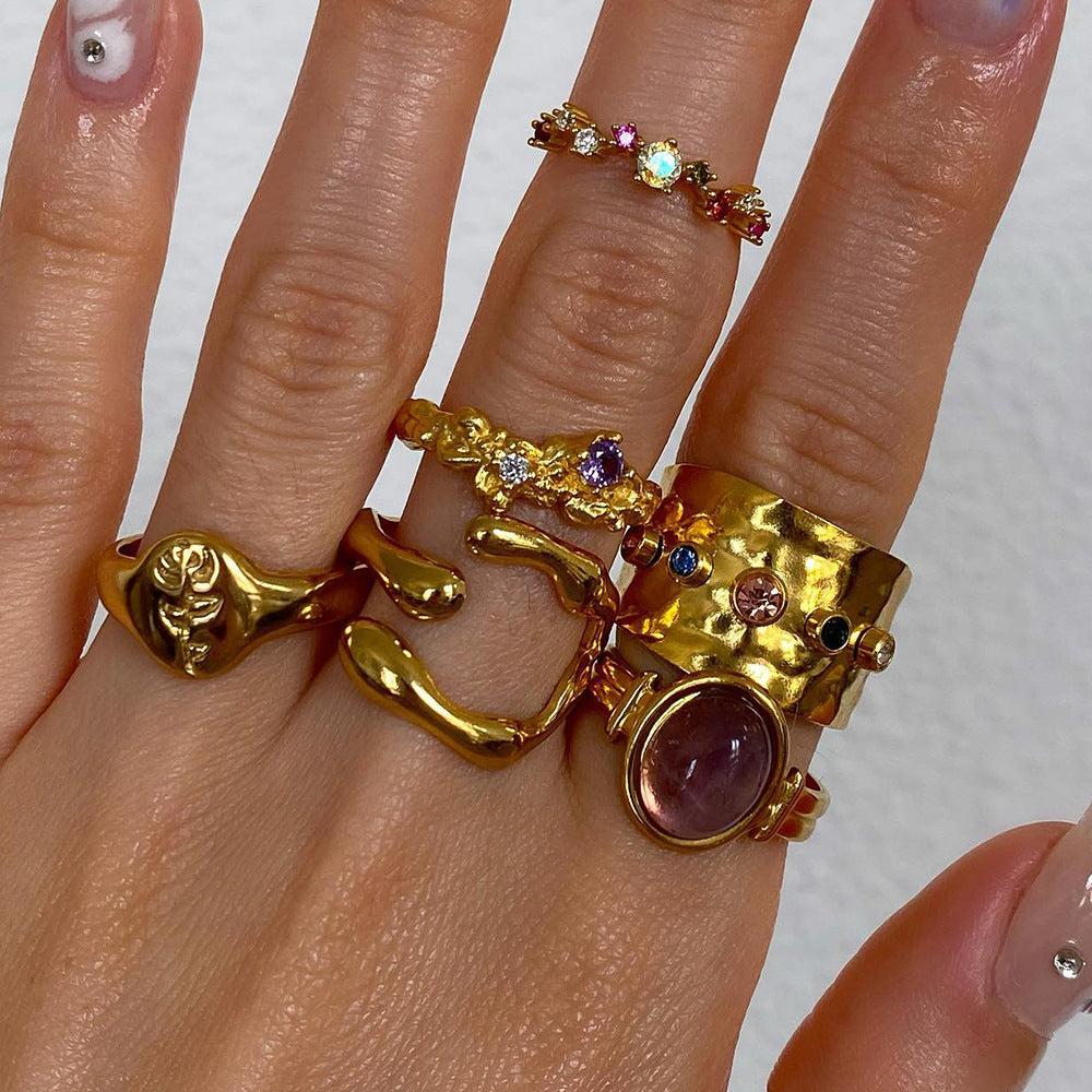 Irregular Adjustable Punk Simple Rings
