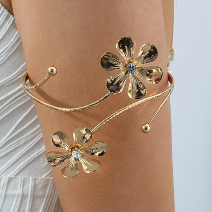 Floral Open Arm Cuff Bracelet Geometric Punk Style Beach Party Jewelry