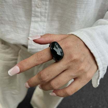 Colorful Resin Rings Geometric Design For Women