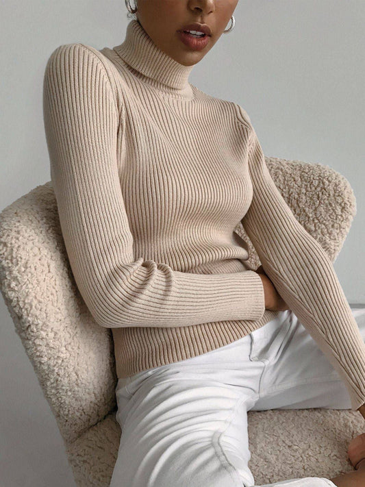 High Neck Knitted Sweater Comfortable Casual Pullover
