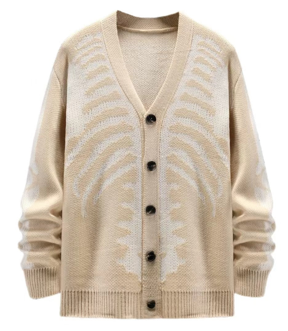 Halloween Skull Jacquard Knit Cardigan