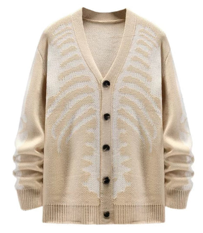 Halloween Skull Jacquard Knit Cardigan