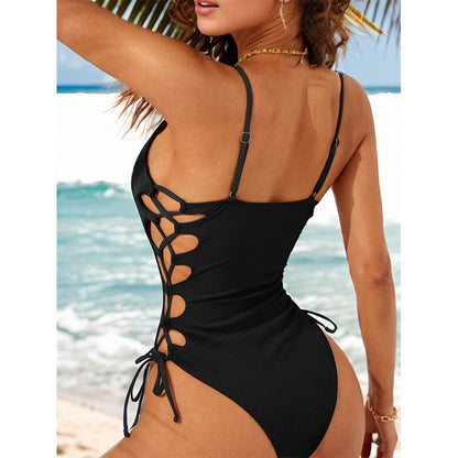 Solid Color Hollow Out Strap Shoulder