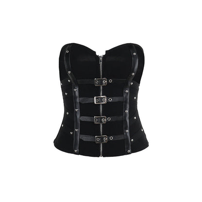 Sexy Ribbed Bandeau Top with Buckle Detail