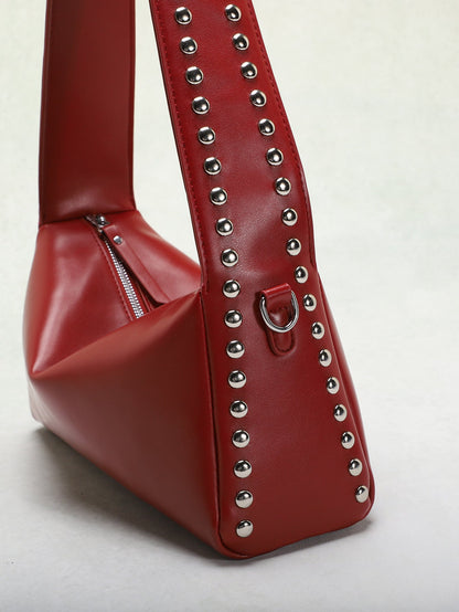 Punk-Inspired Two-Sided Studded PU Shoulder Bag