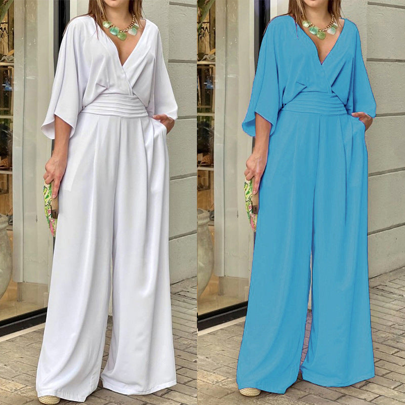 Casual Elegant V-Neck Loose Jumpsuit for Women