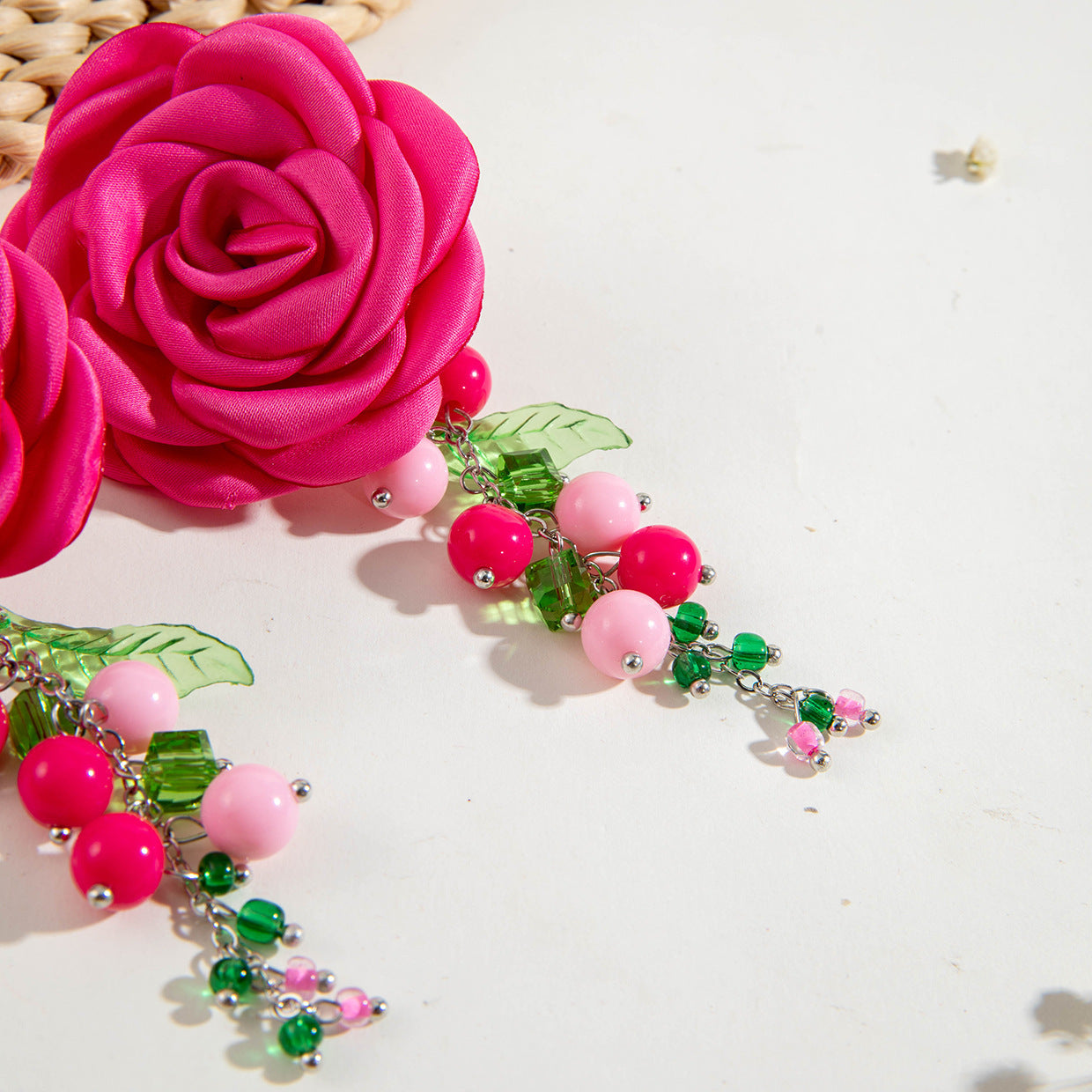 Chic Camellia Flower Acrylic Tassel Earrings