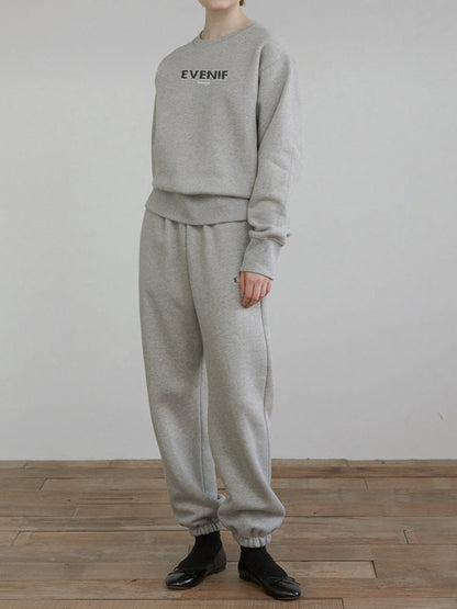 Casual Letter Print Hooded Sweatshirt Set for Fall/Winter