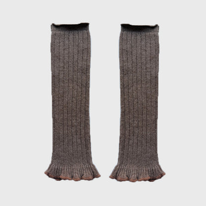 Handmade Wool Blend Knitted Lace Mid-Calf Socks
