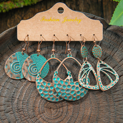 Vintage Bohemian Hollow Geometric Tassel Earrings