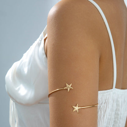 Floral Open Arm Cuff Bracelet Geometric Punk Style Beach Party Jewelry