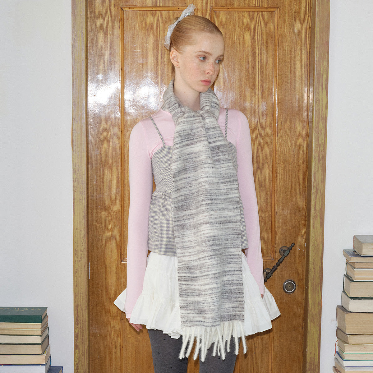 Gradient Wool Scarf for Women Soft Chic Fringe Wrap