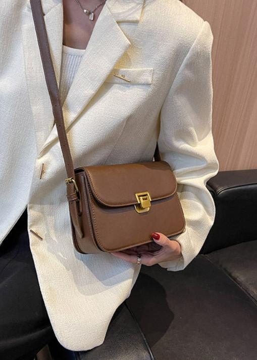 Compact PU Leather Crossbody Bag With Buckle