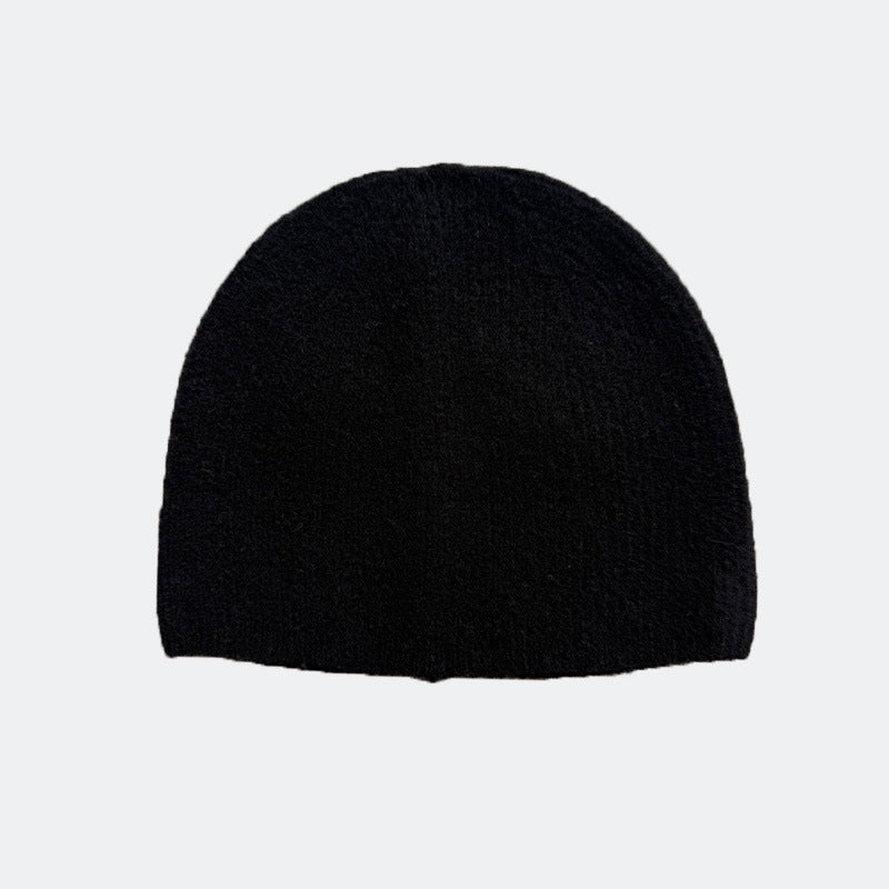 Solid Color Knit Beanie Hat for Women in Alpaca Wool Blend