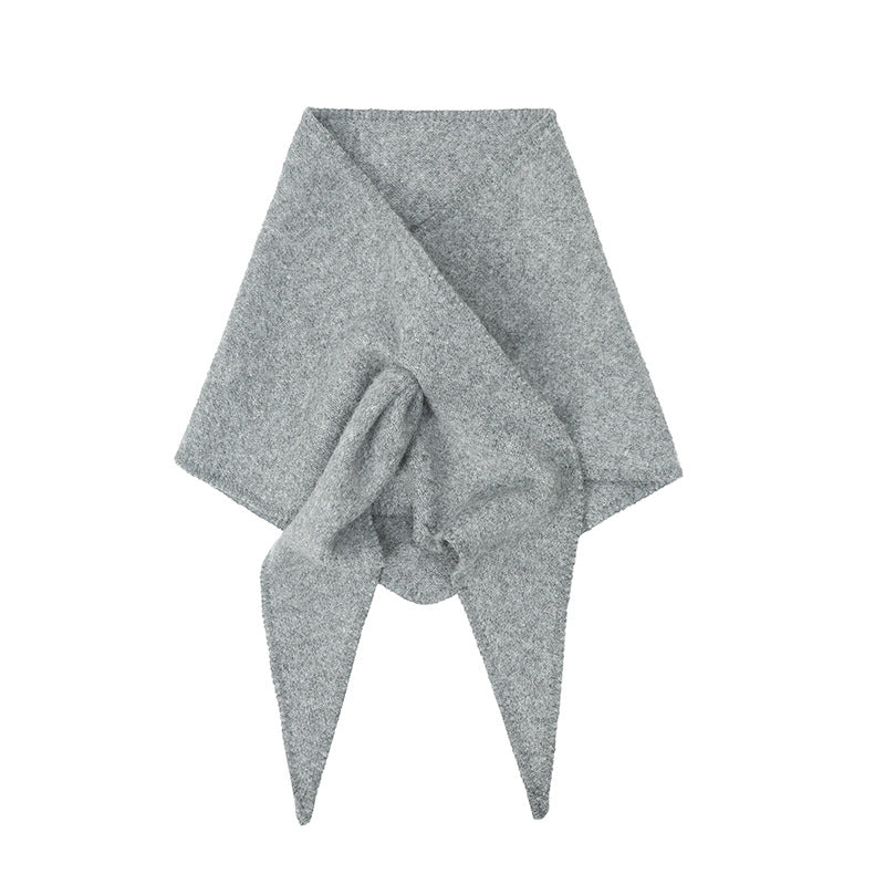 Winter Knit Wool Solid Color Triangle Scarf