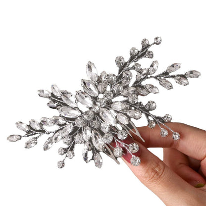 Silver Glass Wedding Hair Comb Side Headpiece