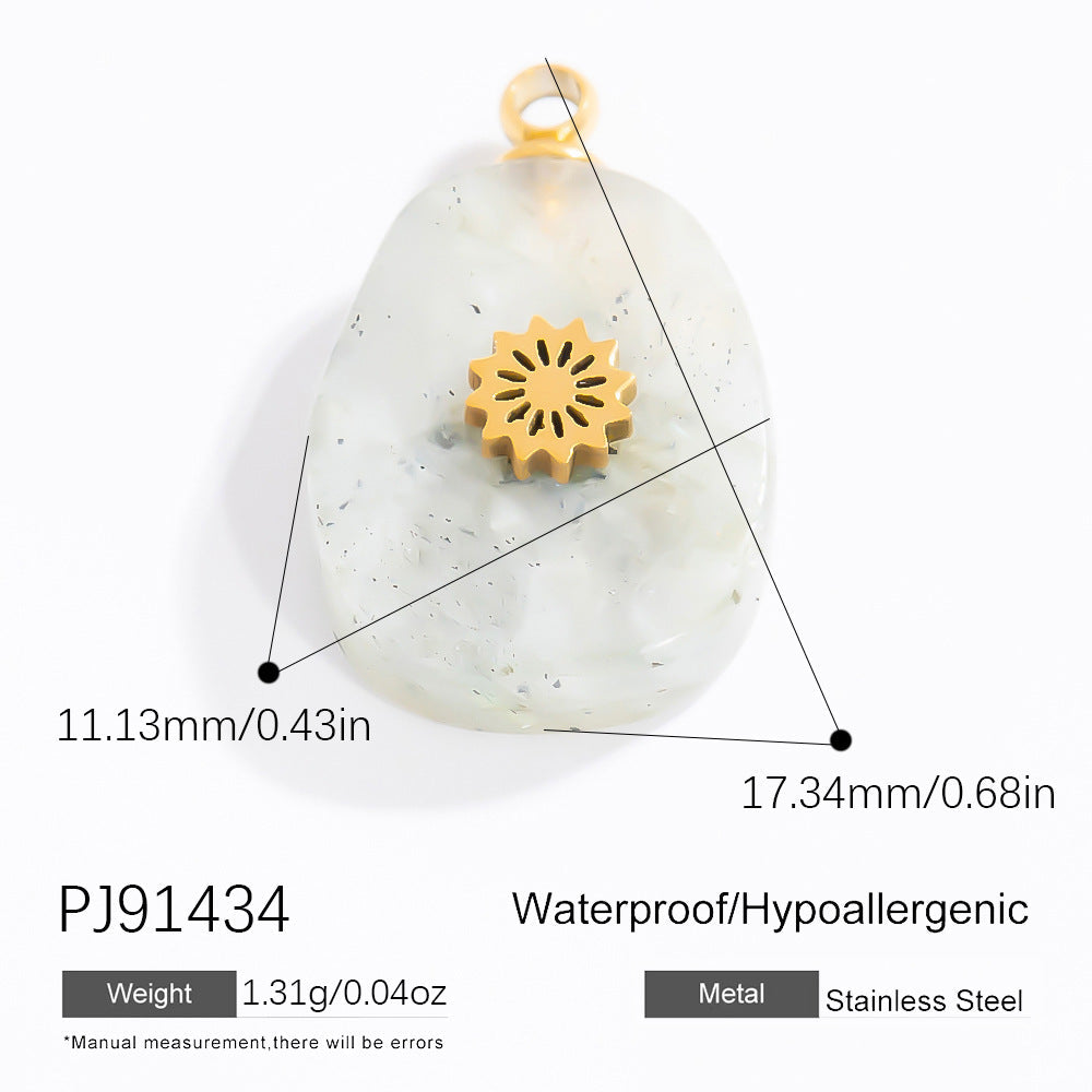 Butterfly Pendant Necklace Natural Stone Stainless Steel Jewelry