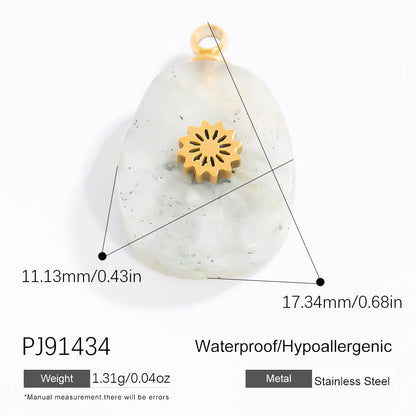 Butterfly Pendant Necklace Natural Stone Stainless Steel Jewelry