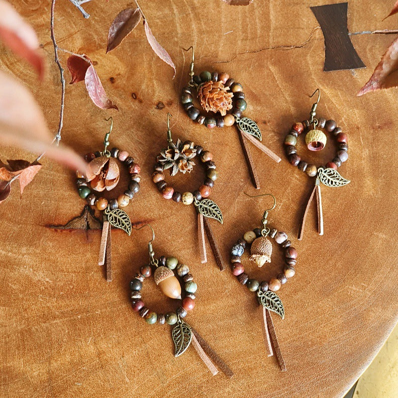 Bohemian Tassel Earrings Handmade with Dried Fruits