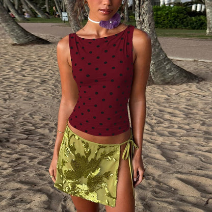 Stylish Polka Dot Print Sleeveless Top for Women