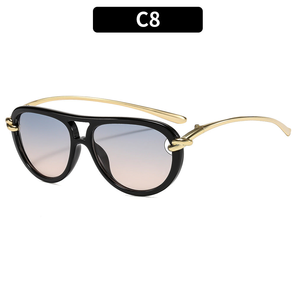 Trendy Knot Double Beam UV400 Sunglasses for Outdoor Activities