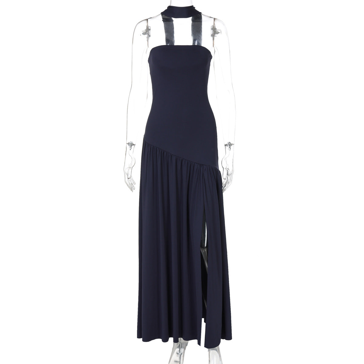Elegant Strapless Bodycon Maxi Dress With Back Slit