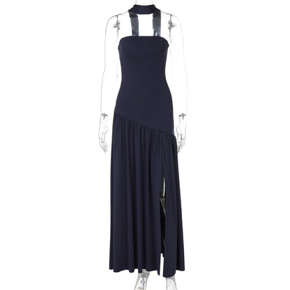 Elegant Strapless Bodycon Maxi Dress With Back Slit