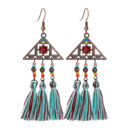 Bohemian Style Gemstone Tassel Earrings for Women