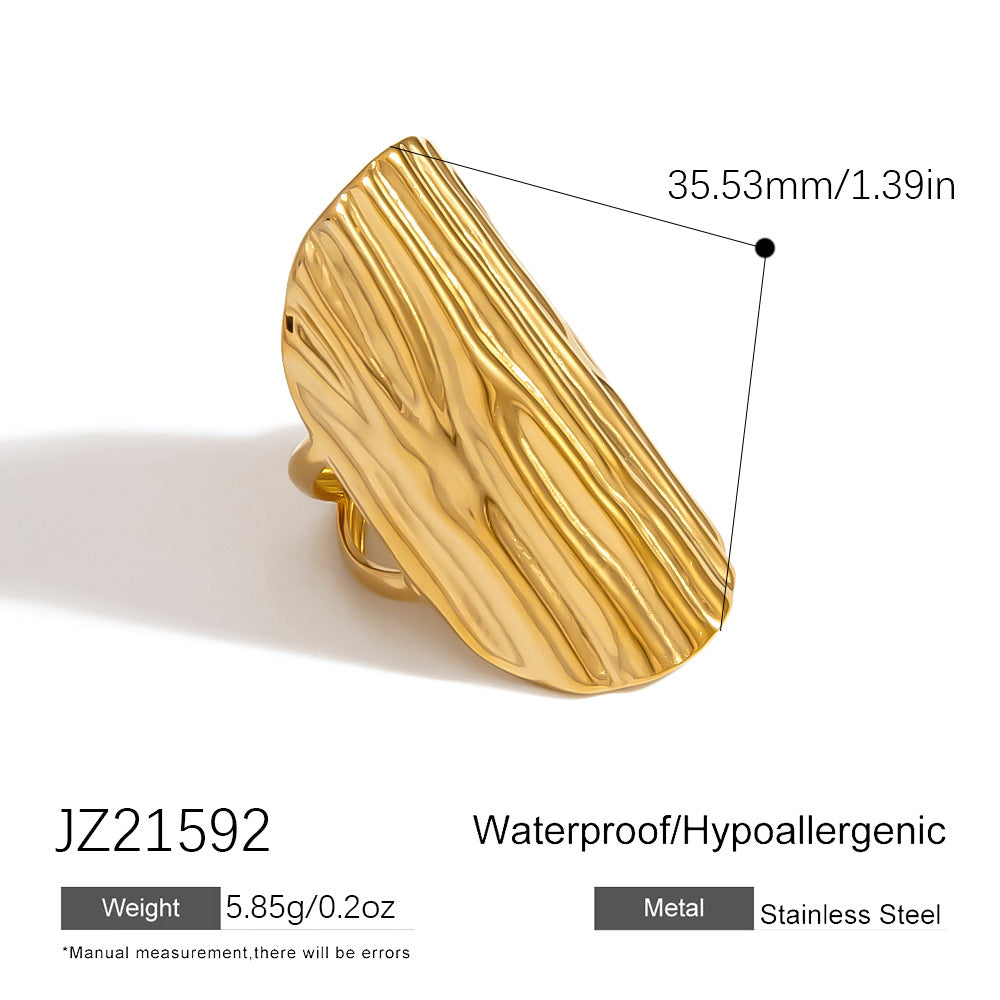 Open-Design Stainless Steel Ring Floral Pattern Fashion Jewelry