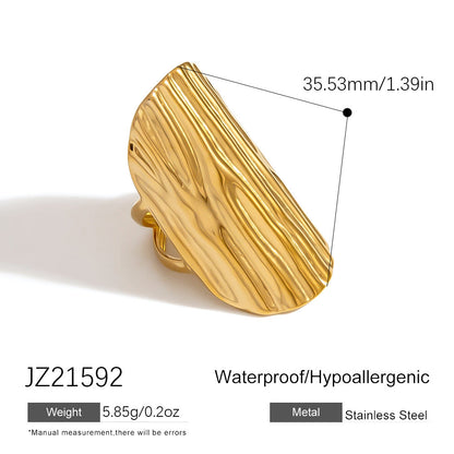 Open-Design Stainless Steel Ring Floral Pattern Fashion Jewelry