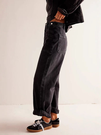 Wide Leg Washable Denim Pants for Women - Trendy Casual Style