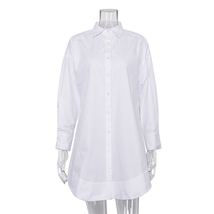 Loose-Fit White Shirt With Collar For Elegant Casual Style