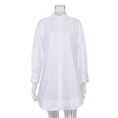 Loose-Fit White Shirt With Collar For Elegant Casual Style