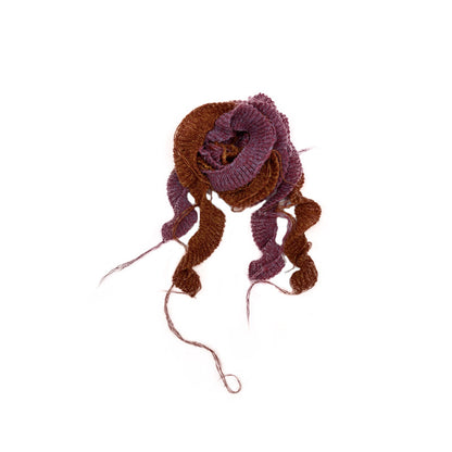 Spiral Knit Handmade Scarf with Ruffled Edge Dual-Color Design
