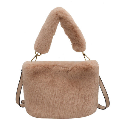 Trendy Plush Crossbody Bucket Bag Soft Casual Tote