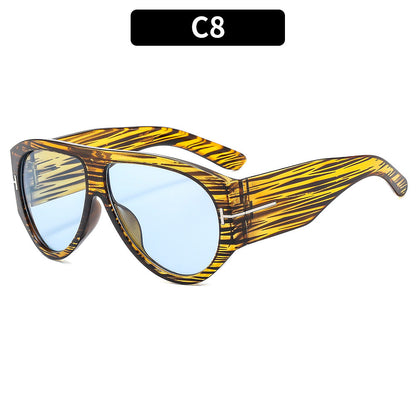 Fashion T-Shaped Oval Sunglasses UV400 Protection Trendy Shades